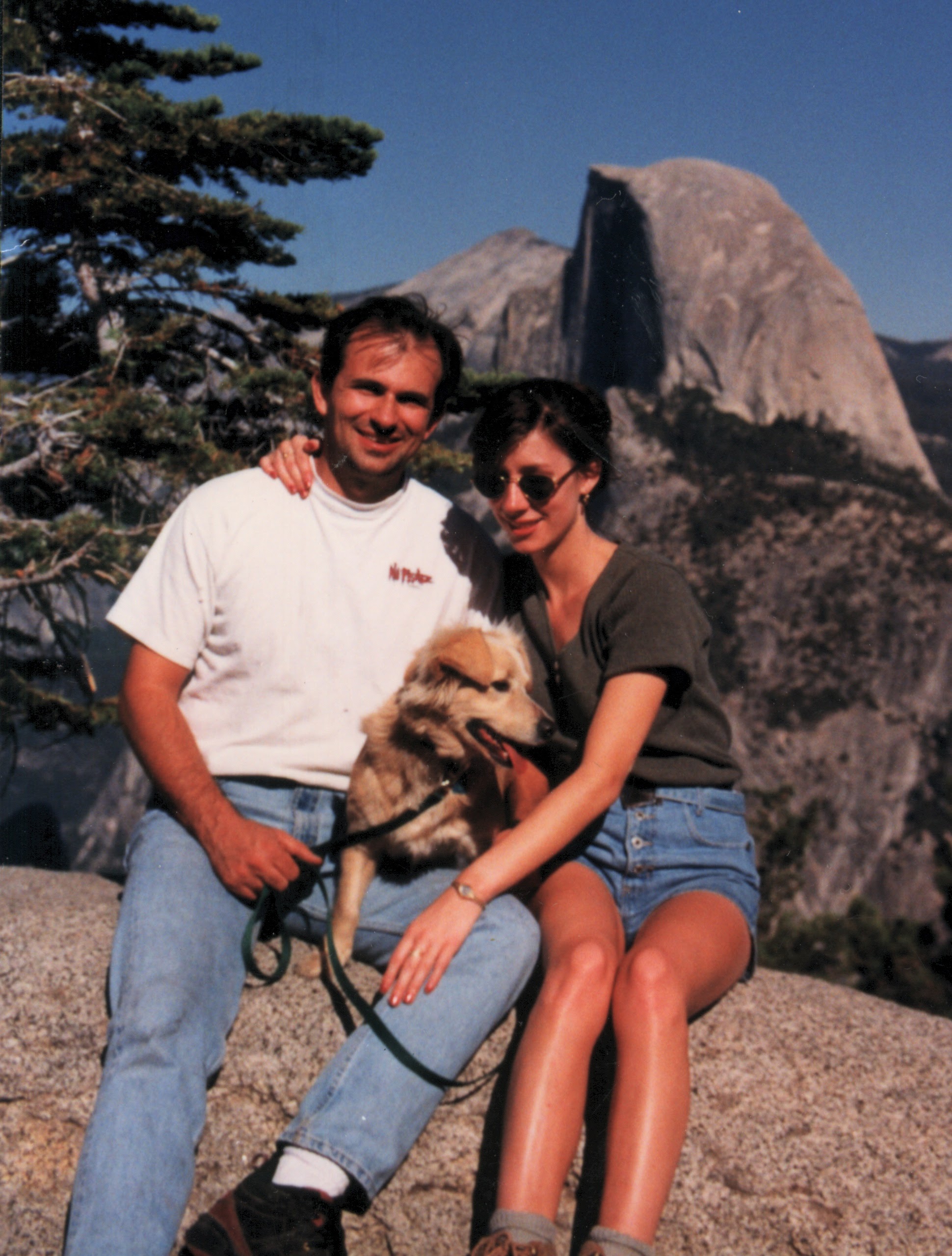 Themio and Christian with their dog Sunny at Yosemite